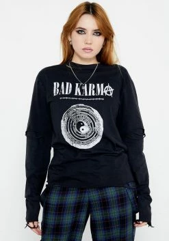 DMT1 Bad Karma Distressed Layered T-Shirt -Womens Clothing Sales 4 3935505e ee3c 4a33 8b57 47666dcbb931 800x