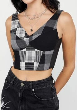 CHI1 Uh-Oh Mixed Check Corset Top -Womens Clothing Sales 4 f0184c79 520d 4b0e a6b5 81abcb543486 800x