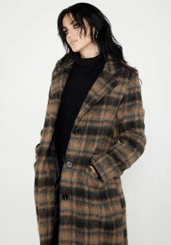 Womens Clothing Sales 48 KYL1 Lore Plaid Longline Coat