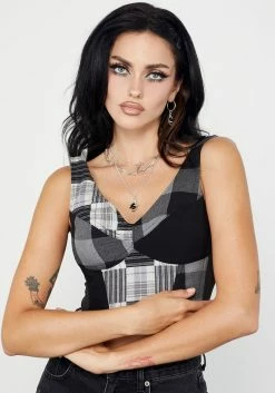 CHI1 Uh-Oh Mixed Check Corset Top -Womens Clothing Sales 5 320e735b 0c23 4665 80f3 2f91418fd97c 800x