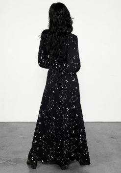 LVT1 Silver Celestial Print Gathered Maxi Dress -Womens Clothing Sales 6 26c5f1d8 018e 4030 af5e 9c4f895abe60 800x