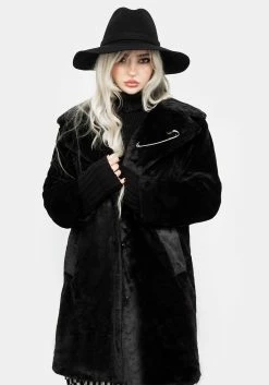 Womens Clothing Sales -Womens Clothing Sales AW20M30B CREATURE OVERSIZED FUR COAT BLACK 02 800x