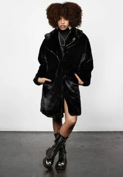 MET1 Creature Oversized Fur Coat - Black -Womens Clothing Sales AW20M30B Creature Coat Black 007 08566608 f002 4607 bb9e 7c2bb082f108 800x