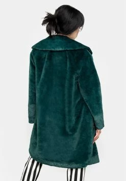 MET1 Creature Oversized Fur Coat -Womens Clothing Sales AW20M30 CREATURE OVERSIZED FUR COAT GREEN 03 800x