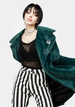 MET1 Creature Oversized Fur Coat -Womens Clothing Sales AW20M30 CREATURE OVERSIZED FUR COAT GREEN 07 800x