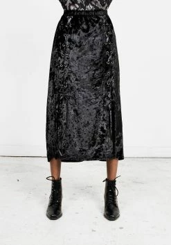 CHI1 MALEFIC LACE-UP PANEL SKIRT -Womens Clothing Sales AW21CL448 MALEFIC LACE UP PANEL SKIRT 003 800x