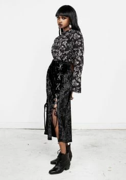 CHI1 MALEFIC LACE-UP PANEL SKIRT -Womens Clothing Sales AW21CL448 MALEFIC LACE UP PANEL SKIRT 006 800x