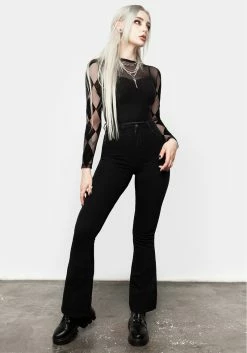 DDS1 Harleen Checkerboard Mesh Bodysuit -Womens Clothing Sales AW21DD248 HARLEEN CHECKERBOARD MESH BODYSUIT 05 800x