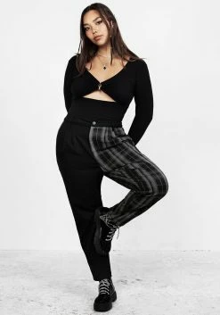 LVT1 Checkmate High Waist Tapered Trousers 21 LVT1 Checkmate High Waist Tapered Trousers -Womens Clothing Sales AW21LV220 Checkmate Tapered Highwaisted Trousers 006 800x