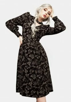 LVT1 Poisonous Plant Puff Sleeve Midi Dress -Womens Clothing Sales AW21LV403 POISONOUS PLANT PUFF SLEEVE MIDI DRESS 007 800x