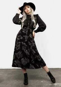 LVT1 Zodiac Button Midi Skirt