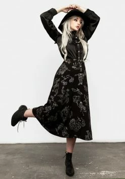 LVT1 Zodiac Button Midi Skirt -Womens Clothing Sales AW21LV454 ZODIAC BUTTON MIDI SKIRT 005 800x