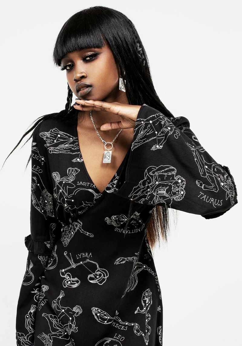 LVT1 Zodiac Flare Sleeve Mini Dress 2 LVT1 Zodiac Flare Sleeve Mini Dress - Image 2