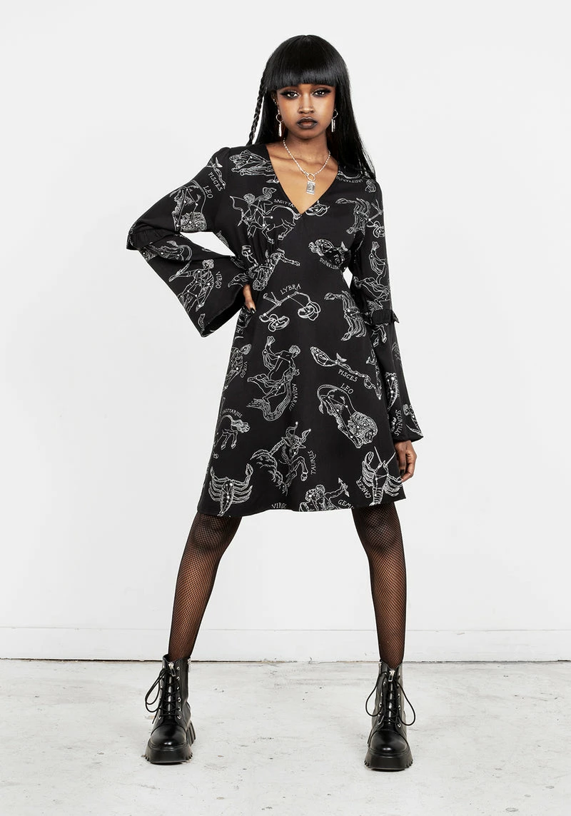 LVT1 Zodiac Flare Sleeve Mini Dress 4 LVT1 Zodiac Flare Sleeve Mini Dress - Image 4