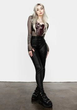 MET1 Slain Faux Leather Pants 16 MET1 Slain Faux Leather Pants -Womens Clothing Sales AW21M293 SLAIN FAUX LEATHER PANTS 004 800x