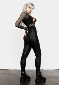 MET1 Slain Faux Leather Pants 13 MET1 Slain Faux Leather Pants -Womens Clothing Sales AW21M293 SLAIN FAUX LEATHER PANTS 009 800x