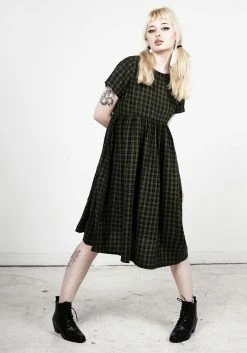 MET1 Terra Gingham Midi Smock Dress