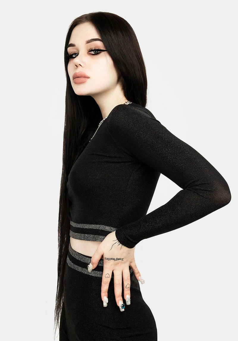 MET1 Roxy Glitter Crop Top 2 MET1 Roxy Glitter Crop Top - Image 2