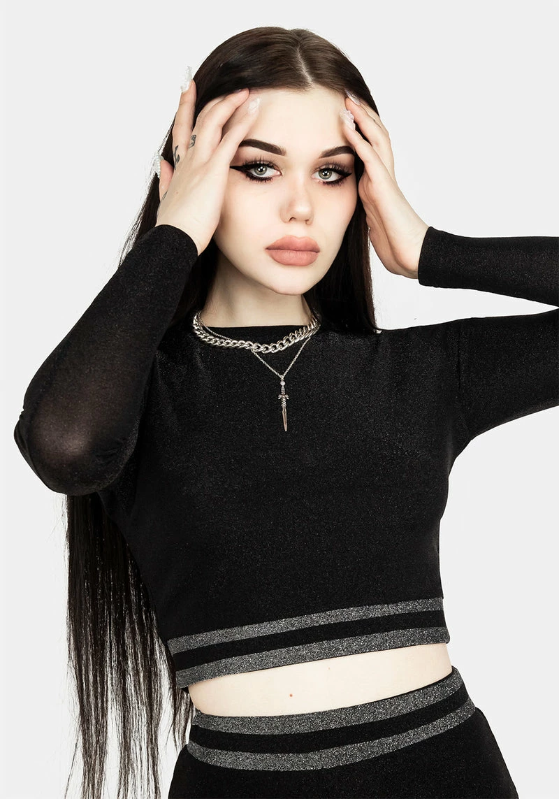 MET1 Roxy Glitter Crop Top 3 MET1 Roxy Glitter Crop Top - Image 3