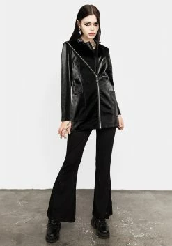 Womens Clothing Sales -Womens Clothing Sales AW21OC174 OPT 2 AUREOLE FAUX LEATHER BLAZER 001 800x