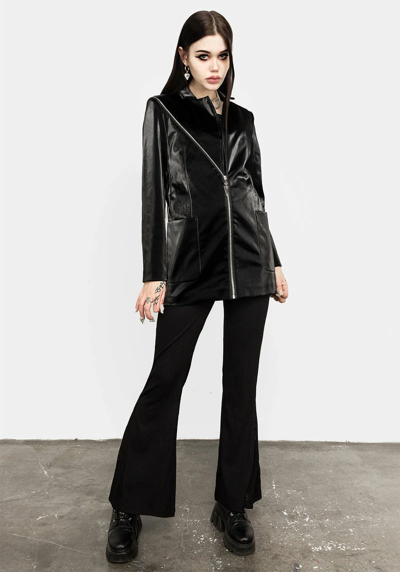 ORI1 Aureole Faux Leather Blazer 2 ORI1 Aureole Faux Leather Blazer - Image 2