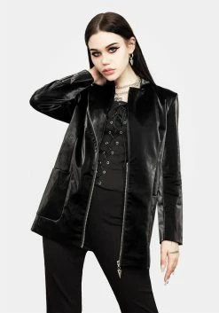 ORI1 Aureole Faux Leather Blazer 16 ORI1 Aureole Faux Leather Blazer -Womens Clothing Sales AW21OC174 OPT 2 AUREOLE FAUX LEATHER BLAZER 006 800x