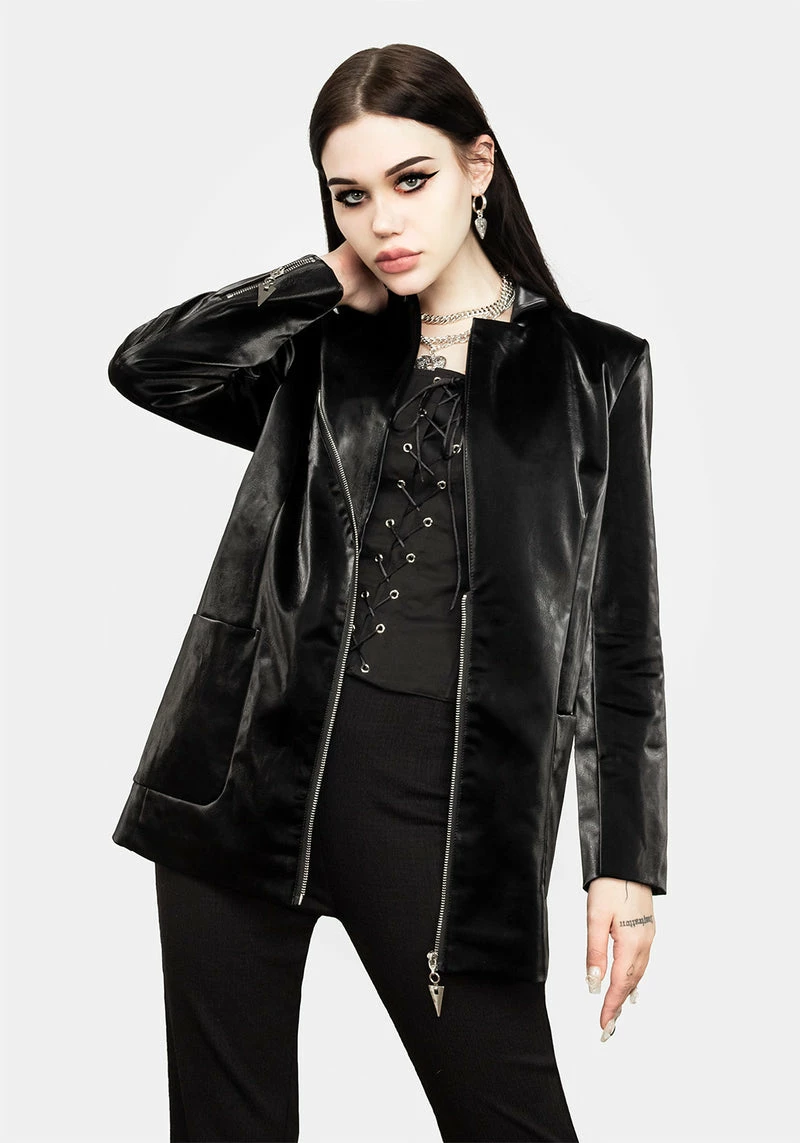 ORI1 Aureole Faux Leather Blazer 6 ORI1 Aureole Faux Leather Blazer - Image 6