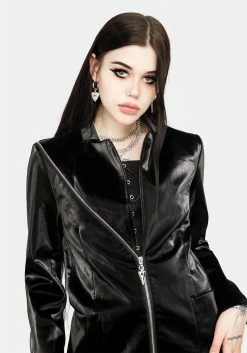 ORI1 Aureole Faux Leather Blazer 17 ORI1 Aureole Faux Leather Blazer -Womens Clothing Sales AW21OC174 OPT 2 AUREOLE FAUX LEATHER BLAZER 007 800x