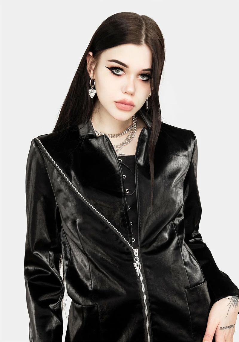 ORI1 Aureole Faux Leather Blazer 7 ORI1 Aureole Faux Leather Blazer - Image 7