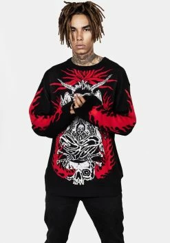 BET1 Baphomet Unisex Crew Jumper -Womens Clothing Sales AW22B180 Baphomet Unisex Jumper 006 800x