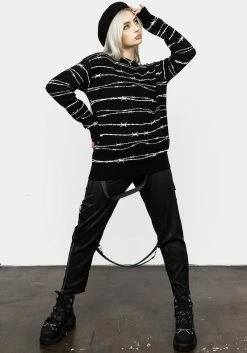 BET1 Barbed Longline Crew Neck Jumper -Womens Clothing Sales AW22B184 BARBED LONGLINE CREW NECK JUMPER 001 800x