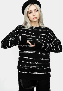BET1 Barbed Longline Crew Neck Jumper -Womens Clothing Sales AW22B184 BARBED LONGLINE CREW NECK JUMPER 004 800x