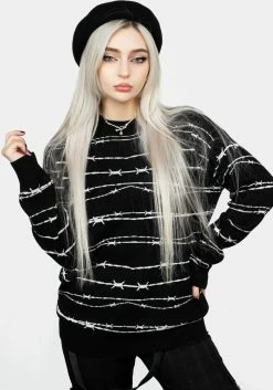 BET1 Barbed Longline Crew Neck Jumper -Womens Clothing Sales AW22B184 BARBED LONGLINE CREW NECK JUMPER 006 800x