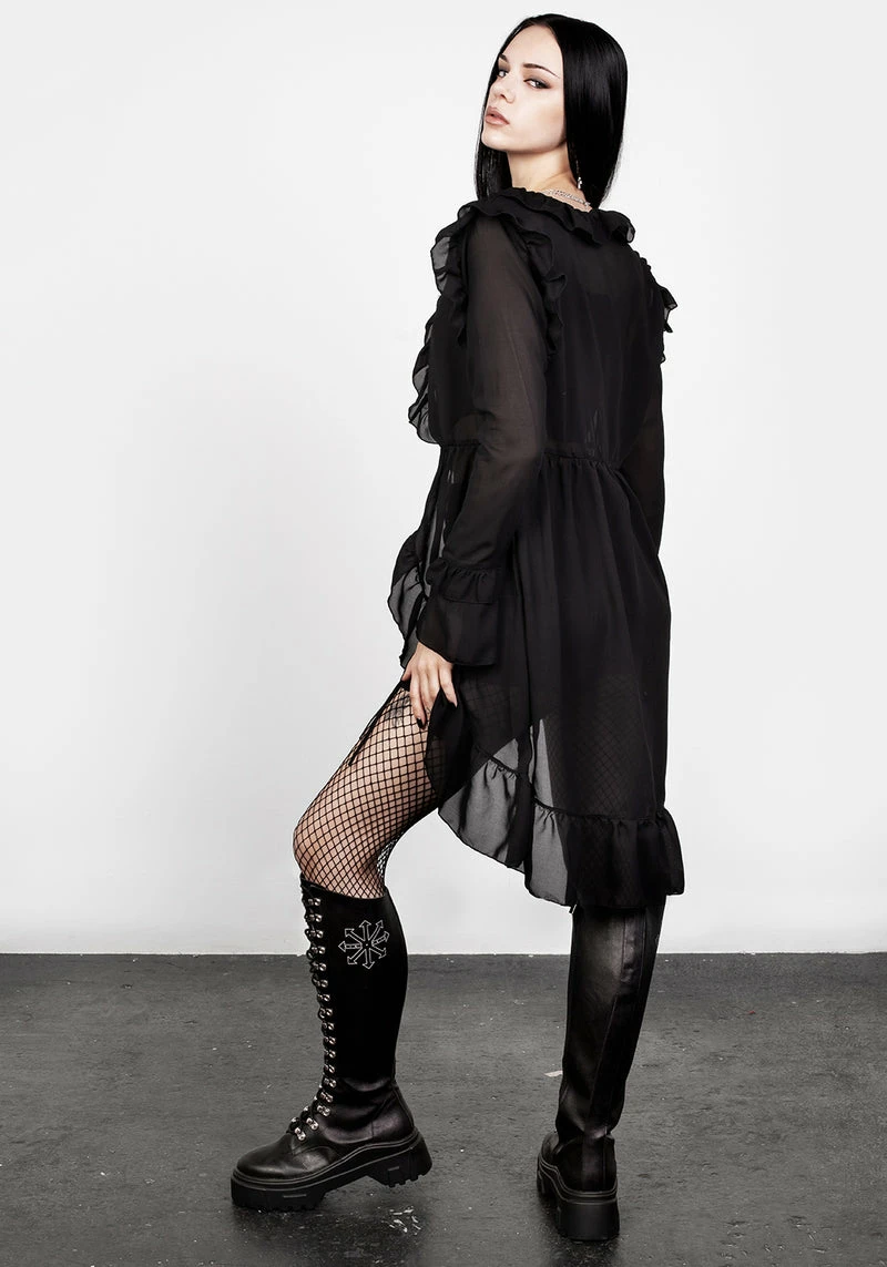 CHI1 Shayla Sheer Frill Tie Dress 3 CHI1 Shayla Sheer Frill Tie Dress - Image 3