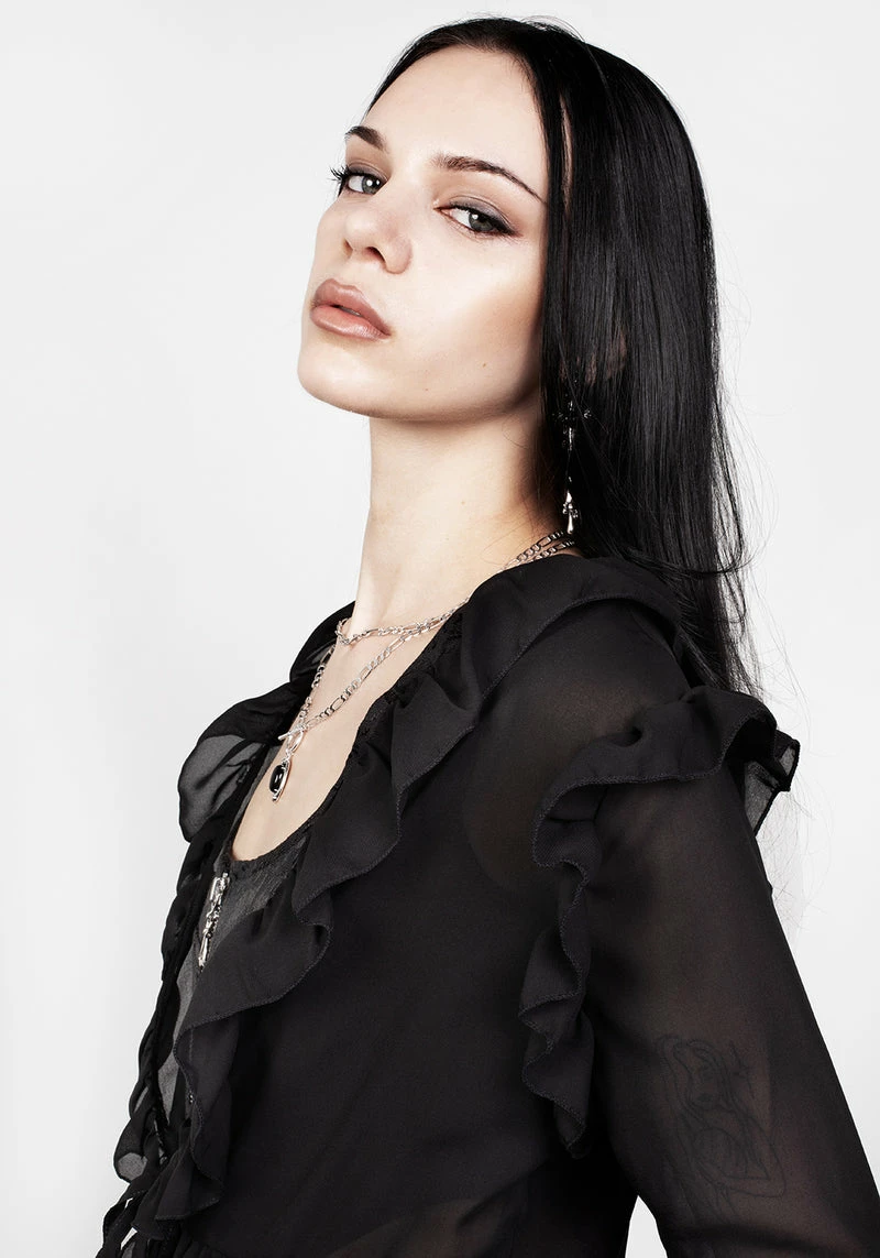 CHI1 Shayla Sheer Frill Tie Dress 2 CHI1 Shayla Sheer Frill Tie Dress - Image 2