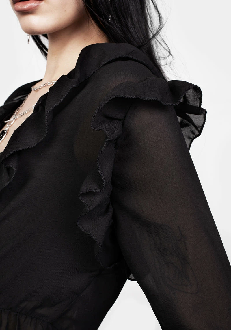 CHI1 Shayla Sheer Frill Tie Dress 7 CHI1 Shayla Sheer Frill Tie Dress - Image 7