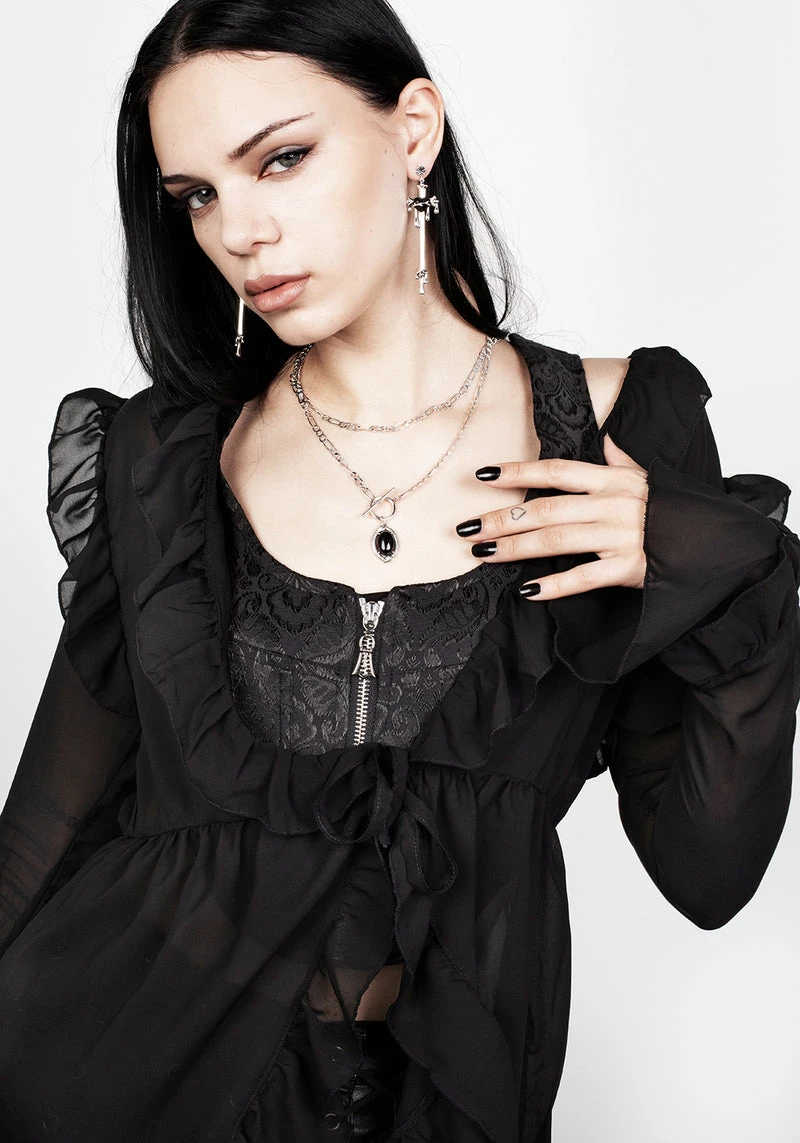 CHI1 Shayla Sheer Frill Tie Dress 5 CHI1 Shayla Sheer Frill Tie Dress - Image 5