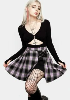 CHI1 Vivacity Pleated Mini Skirt Electric Violet