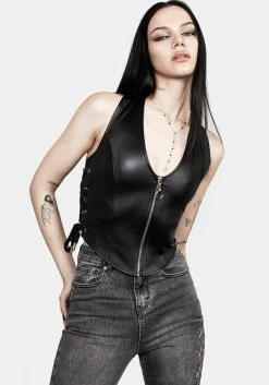 DDS1 Coyote Halter Waistcoat -Womens Clothing Sales AW22DD274 Coyote Halter Waistcoat 003 800x