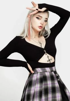 DDS1 Rubella Cut Out Top -Womens Clothing Sales AW22DD288 RUBELLA CUT OUT TOP 006 800x