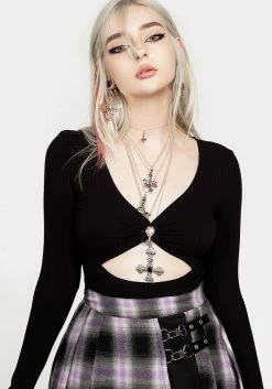 DDS1 Rubella Cut Out Top -Womens Clothing Sales AW22DD288 RUBELLA CUT OUT TOP 008 800x