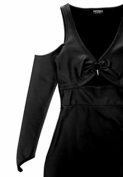 DDS1 Lethal Cold Shoulder PU Mini Dress -Womens Clothing Sales AW22DD304 Lethal Cold Shoulder PU Mini Dress 3 800x