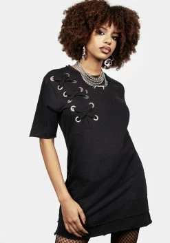 DMT1 Mishap Lace Up Jersey T-Shirt Dress