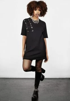 DMT1 Mishap Lace Up Jersey T-Shirt Dress -Womens Clothing Sales AW22DM110 Mishap Jersey Lace up T Shirt Dress 006 800x