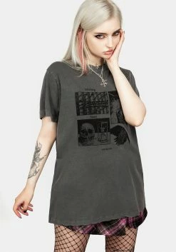 Womens Clothing Sales -Womens Clothing Sales AW22DM159 SENSE VINTAGE GREY WASHED T SHIRT 009 800x