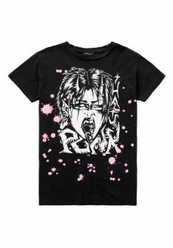 DMT1 Punk Vintage Black Washed T-Shirt 12 DMT1 Punk Vintage Black Washed T-Shirt -Womens Clothing Sales AW22DM15 Punk vintage black 1 800x