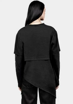 DMT1 Path Of Light Layered Long Sleeve T-shirt -Womens Clothing Sales AW22DM161 PAth Of Light Layered Long Sleeved Top F002 800x