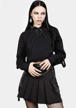 DMT1 Brutal Mesh Cut Out Crop Hoody -Womens Clothing Sales AW22DM162 Brutal Mesh Cut Out Crop Hoody 005 800x