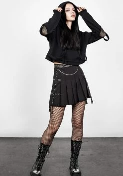 DMT1 Brutal Mesh Cut Out Crop Hoody -Womens Clothing Sales AW22DM162 Brutal Mesh Cut Out Crop Hoody 007 800x