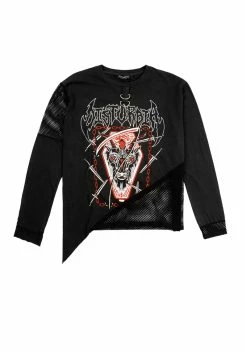 DMT1 Hellbound Layered Fishnet Long Sleeve T-shirt -Womens Clothing Sales AW22DM163 Hellbound Layered Fishnet Long Sleeve T shirt 0 800x